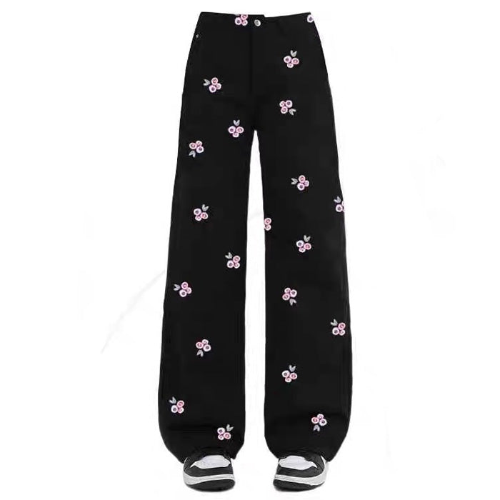 VILZSTUDIOS Stylish embroidered wide leg pants