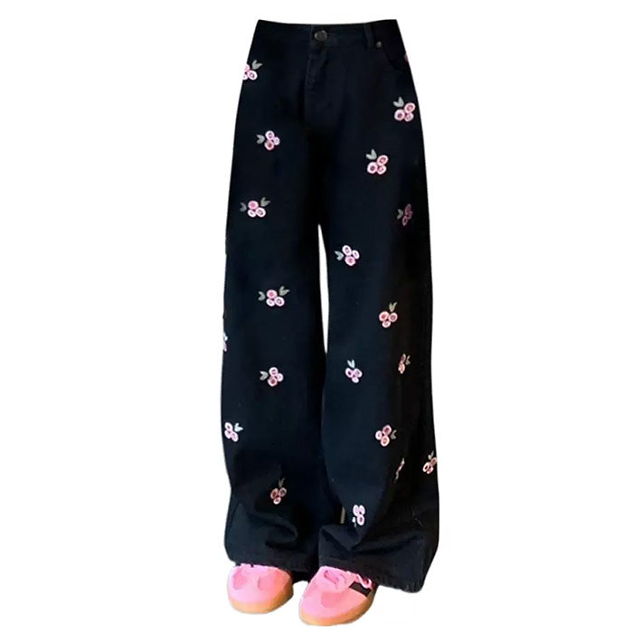 VILZSTUDIOS Stylish embroidered wide leg pants