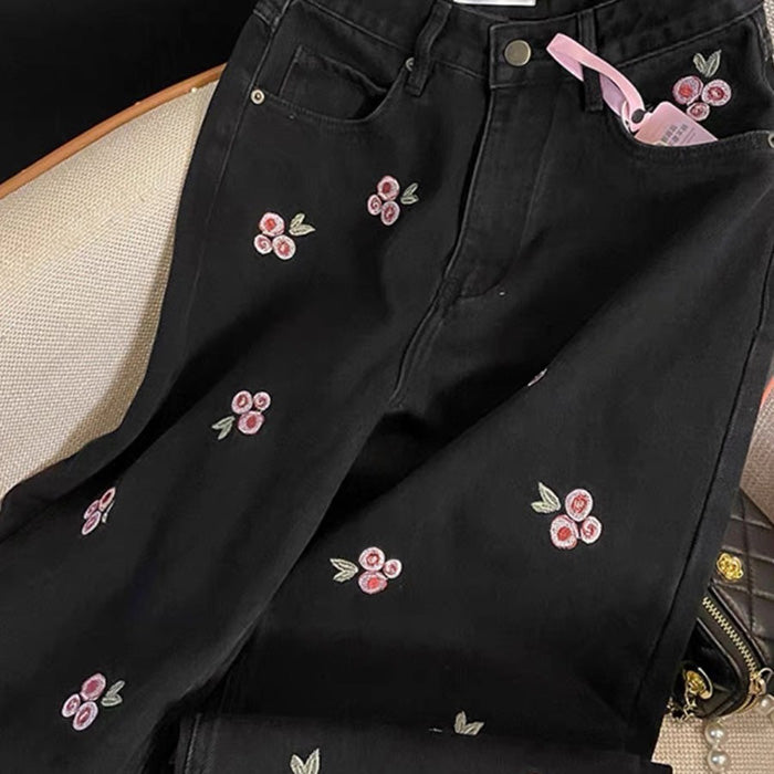 VILZSTUDIOS Stylish embroidered wide leg pants
