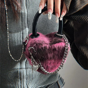 VILZSTUDIOS Heart-shaped bag with faux fur design