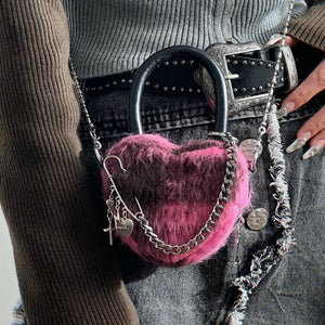 VILZSTUDIOS Heart-shaped bag with faux fur design