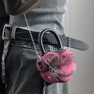 VILZSTUDIOS Heart-shaped bag with faux fur design