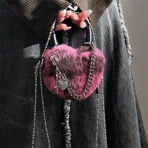 VILZSTUDIOS Heart-shaped bag with faux fur design