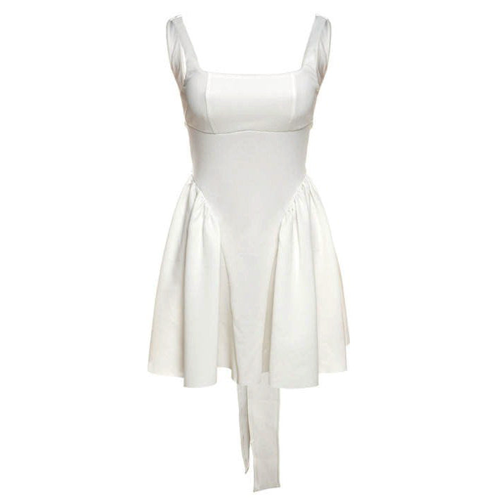 VILZSTUDIOS Stylish milkmaid dress with square neckline and back tie