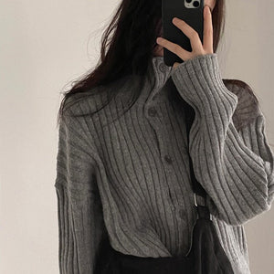 VILZSTUDIOS Basic button up textured jumper for casual wear