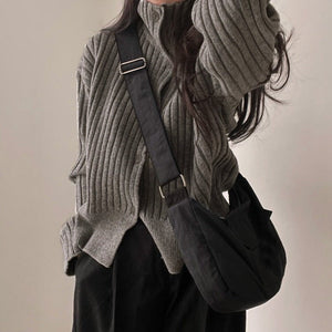VILZSTUDIOS Basic button up textured jumper for casual wear