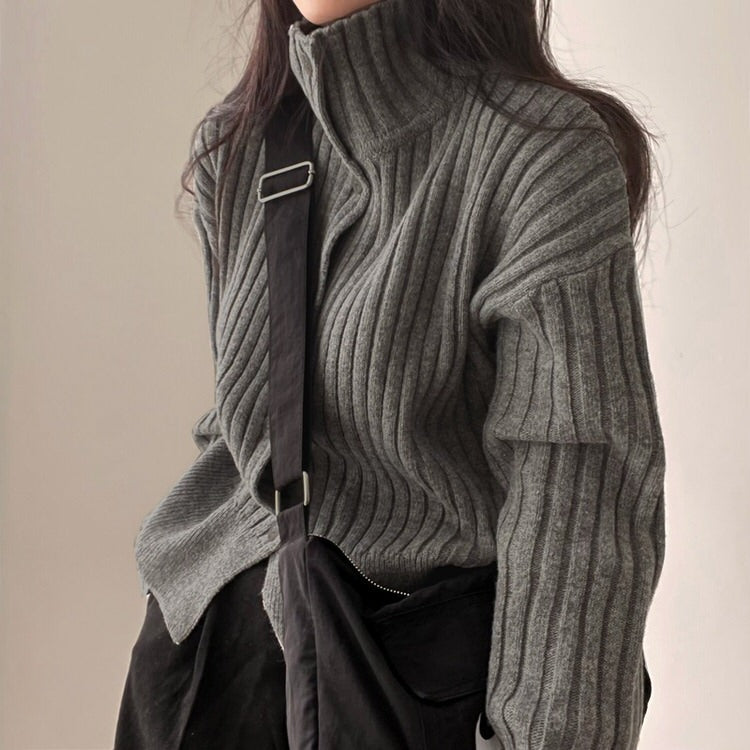 VILZSTUDIOS Basic button up textured jumper for casual wear