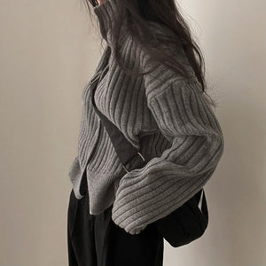 VILZSTUDIOS Basic button up textured jumper for casual wear