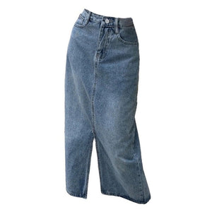VILZSTUDIOS Denim skirt with split design for modern style