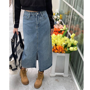 VILZSTUDIOS Denim skirt with split design for modern style
