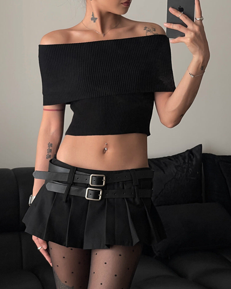 VILZSTUDIOS Y2K double-belt extreme micro skirt