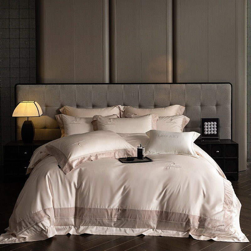 Eyelet Lace Satin Bedding Set