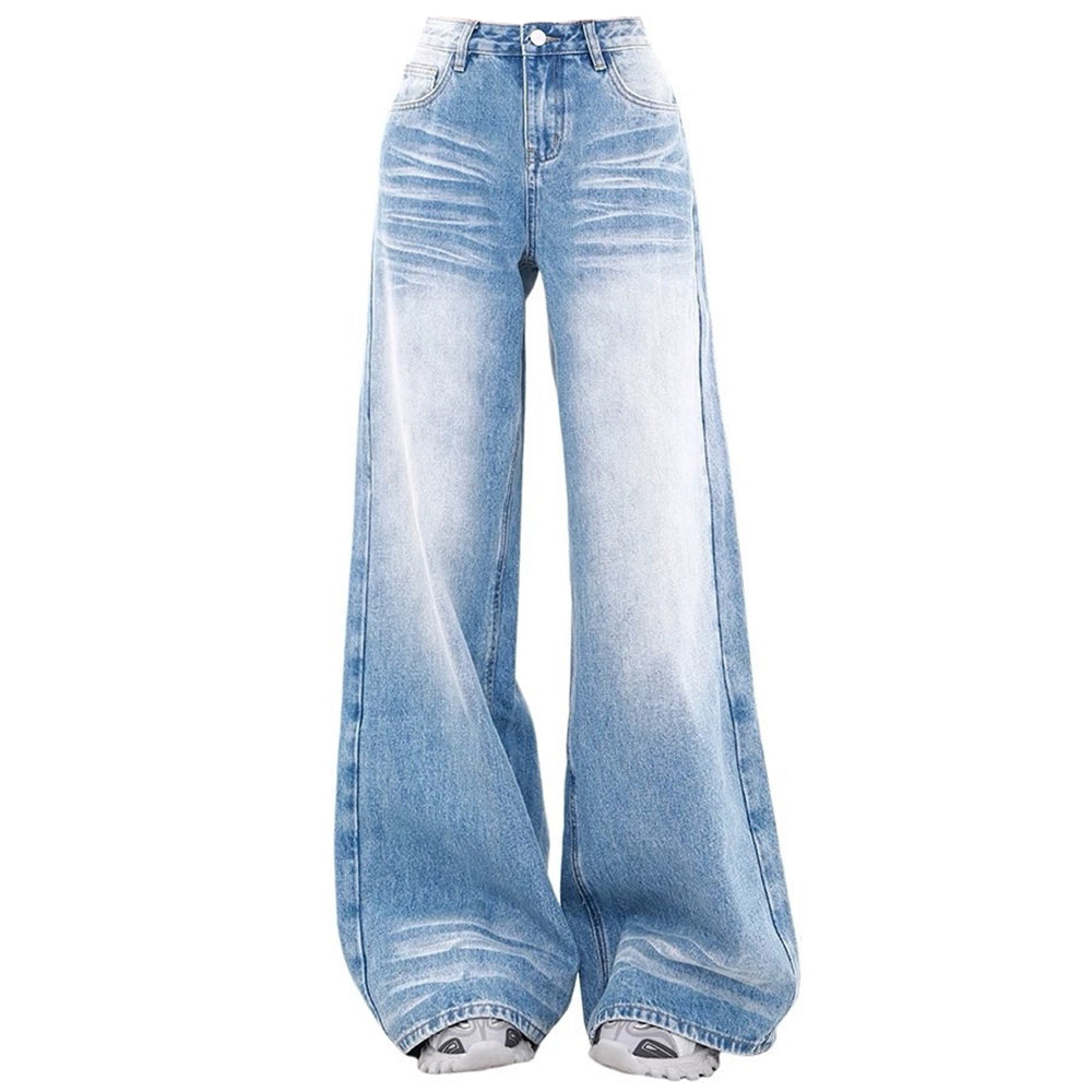 VILZSTUDIOS Faded blue relaxed wide-leg jeans for casual fashion