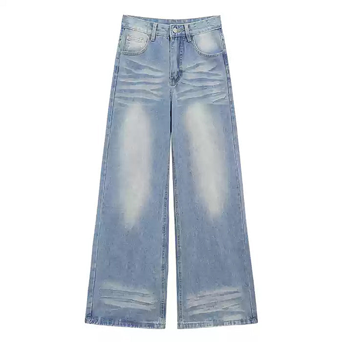 VILZSTUDIOS Faded blue relaxed wide-leg jeans for casual fashion