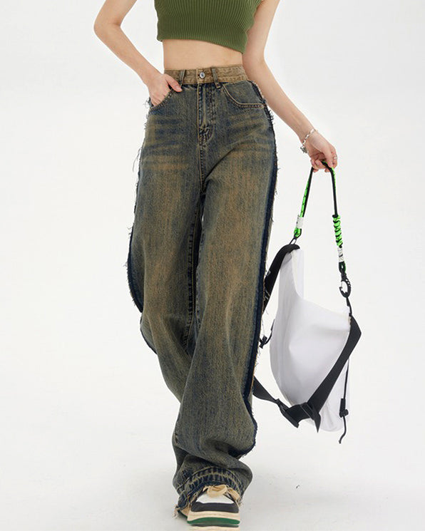 VILZSTUDIOS Faded jeans with contrast pocket for a trendy look