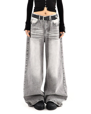 VILZSTUDIOS faded grey wide leg jeans