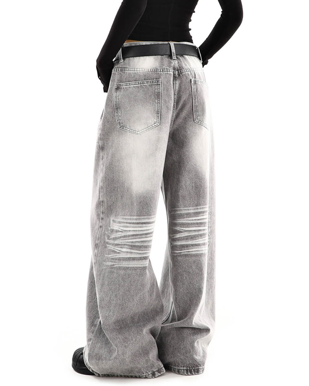 VILZSTUDIOS faded grey wide leg jeans