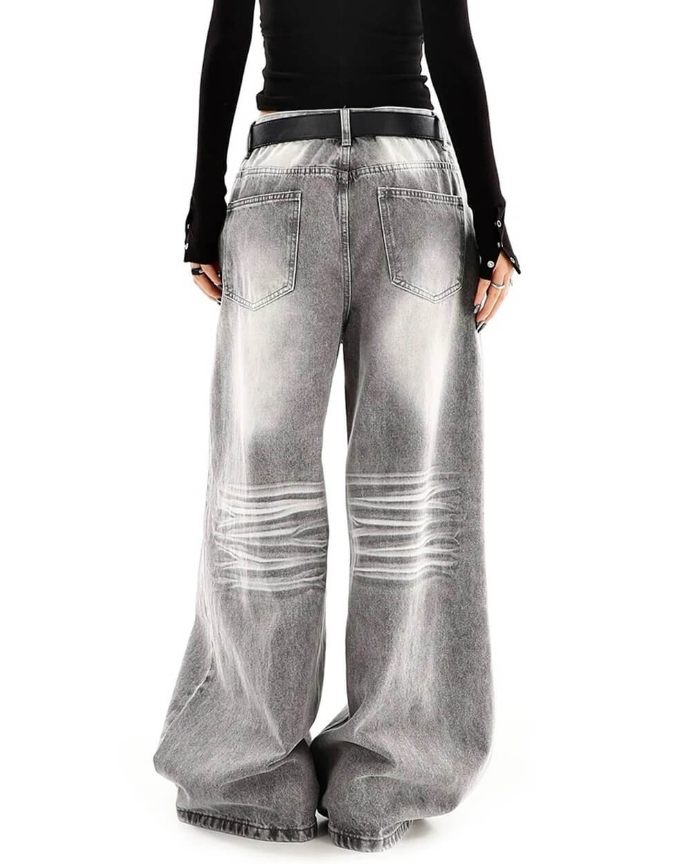 VILZSTUDIOS faded grey wide leg jeans