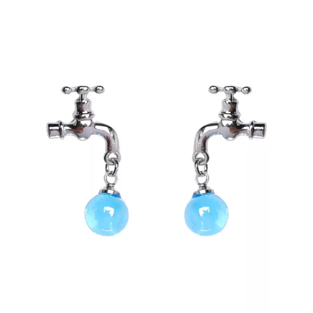 VILZSTUDIOS Stylish faucet-shaped dangle earrings with blue bead