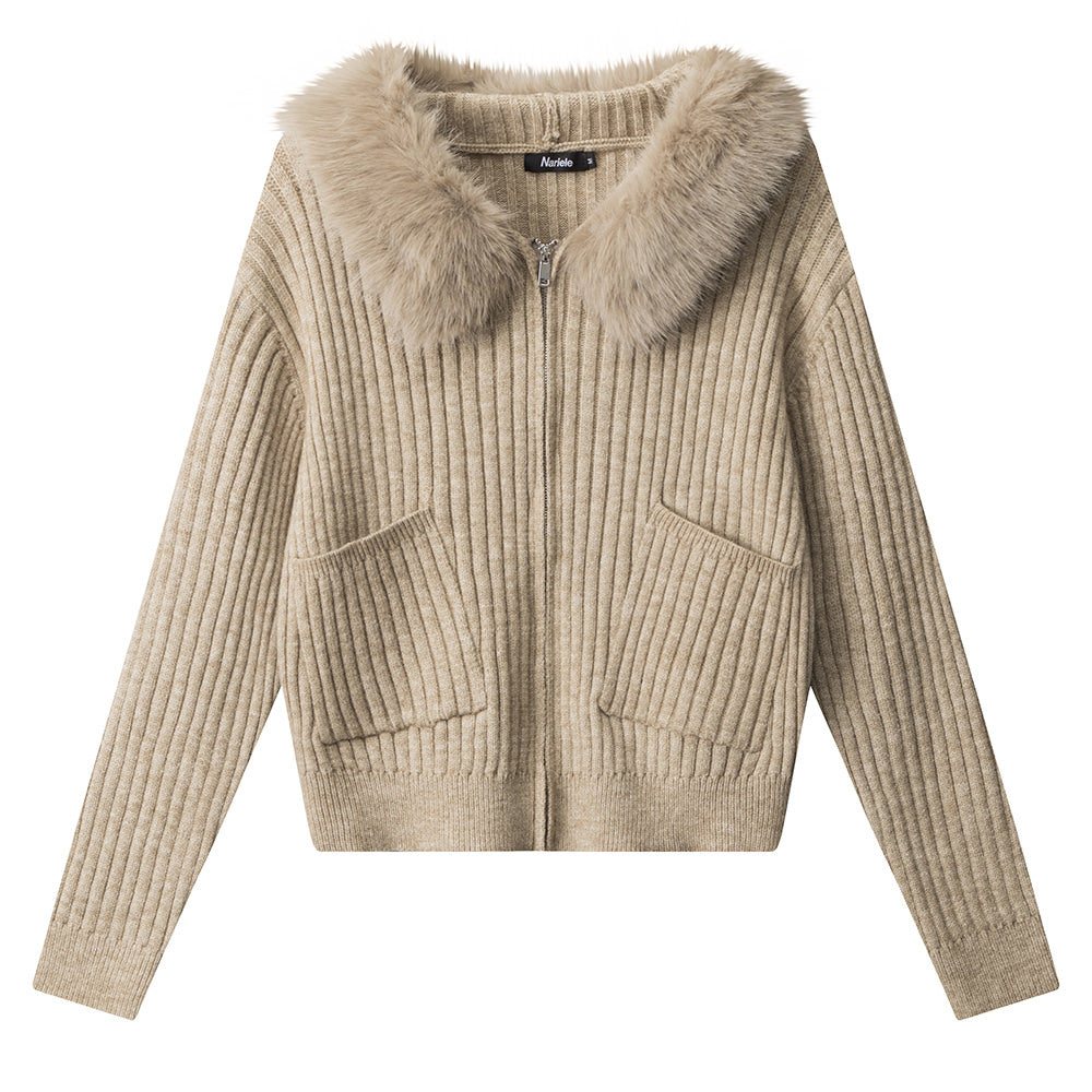 VILZSTUDIOS Faux-fur hooded zip jacket