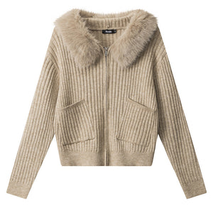 VILZSTUDIOS Faux-fur hooded zip jacket