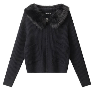VILZSTUDIOS Faux-fur hooded zip jacket