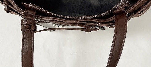 VILZSTUDIOS faux suede shoulder bag with heart charm