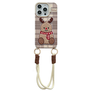 VILZSTUDIOS Decorative phone case featuring deer embroidery