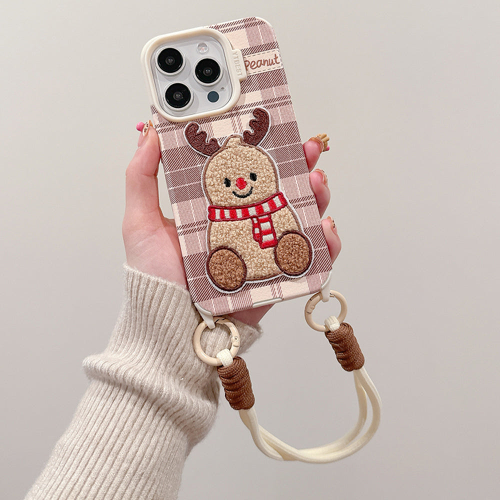 VILZSTUDIOS Decorative phone case featuring deer embroidery