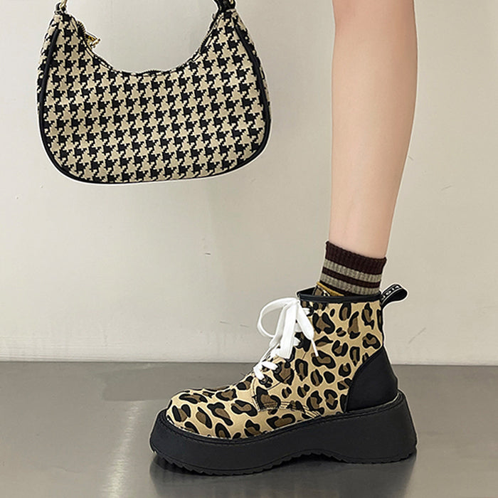VILZSTUDIOS Fierce animal print lace up boots for trendy fashion