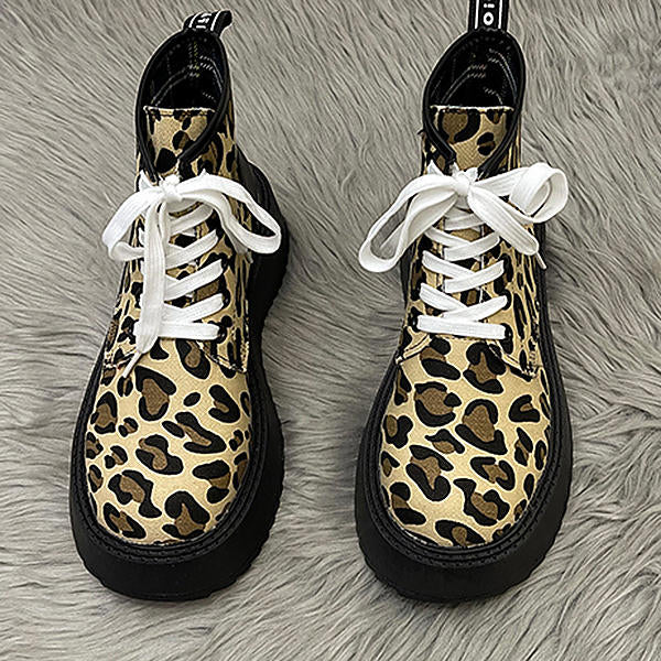 VILZSTUDIOS Fierce animal print lace up boots for trendy fashion