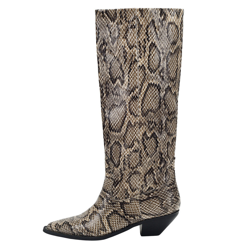 VILZSTUDIOS Stylish knee-high snake pattern boots