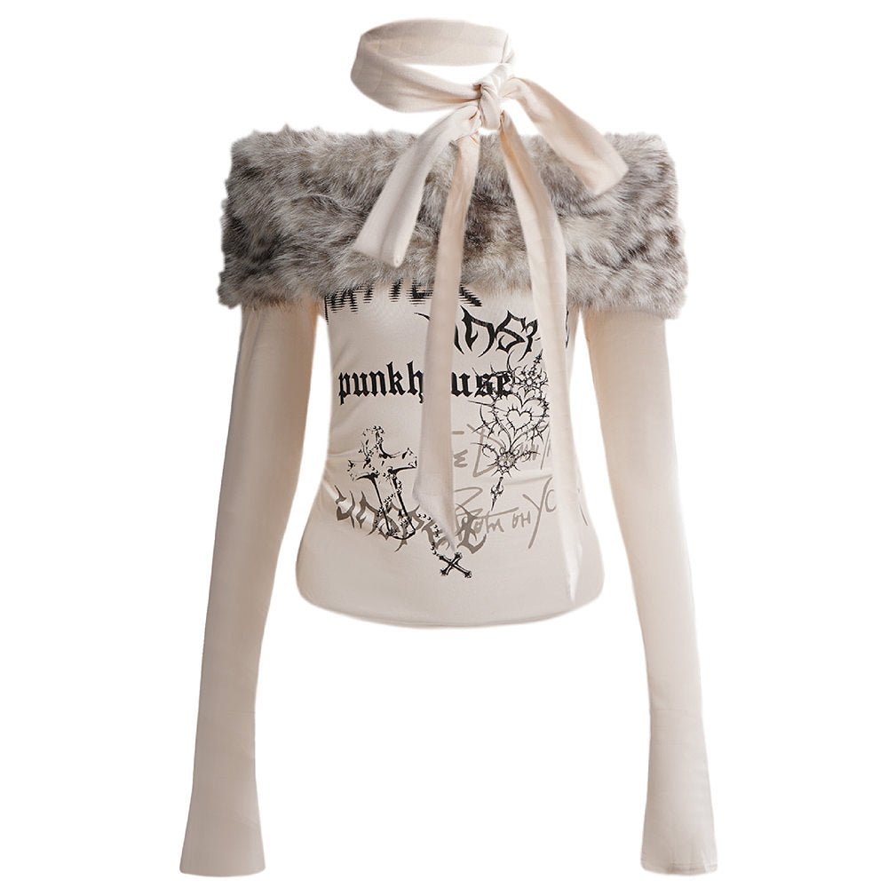 VILZSTUDIOS Off-shoulder top with flared sleeves and leopard-print details