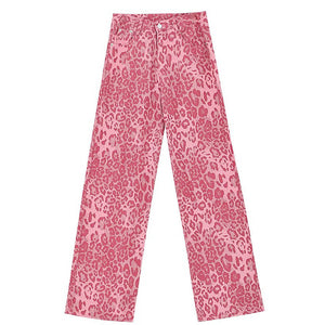 VILZSTUDIOS Fierce flared leopard print jeans for streetwear style