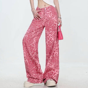 VILZSTUDIOS Fierce flared leopard print jeans for streetwear style
