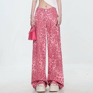VILZSTUDIOS Fierce flared leopard print jeans for streetwear style