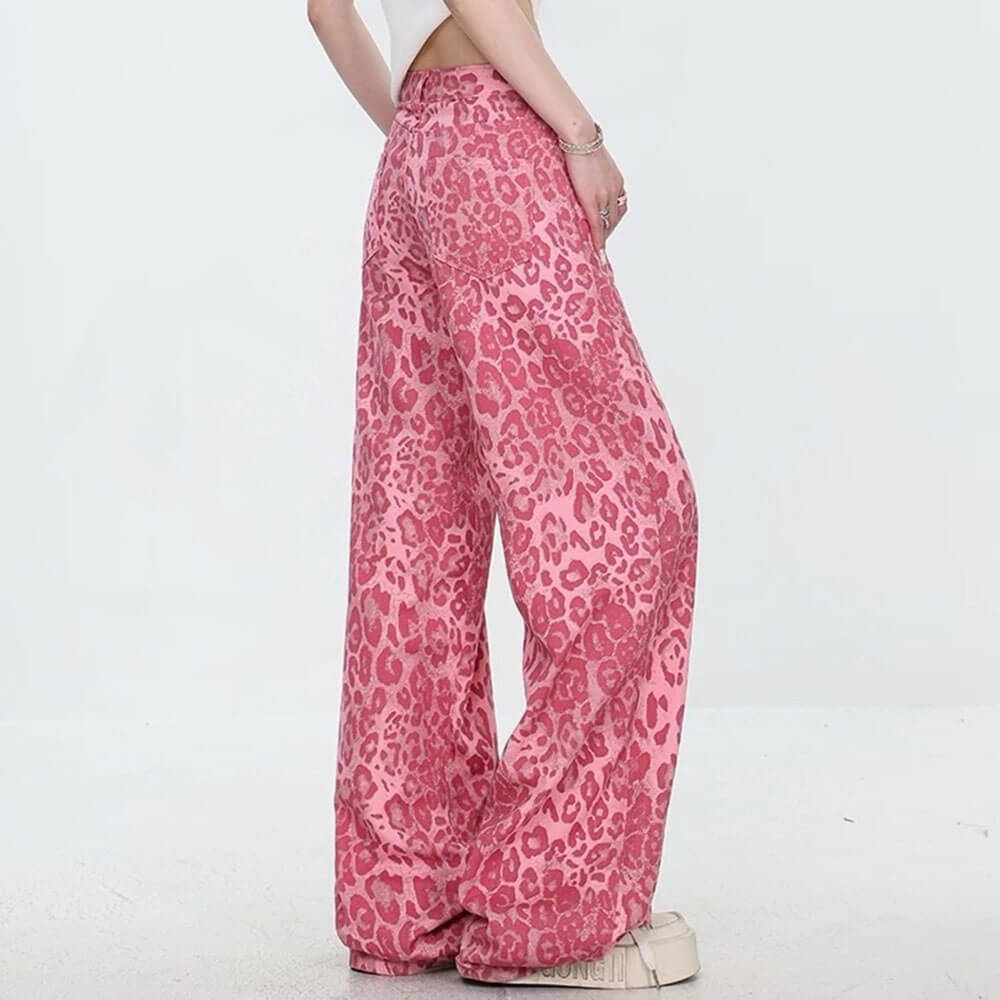 VILZSTUDIOS Fierce flared leopard print jeans for streetwear style
