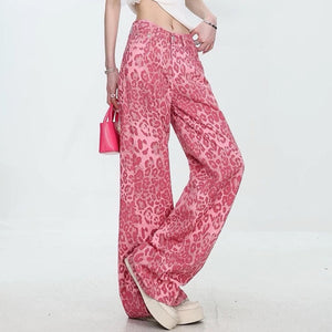 VILZSTUDIOS Fierce flared leopard print jeans for streetwear style