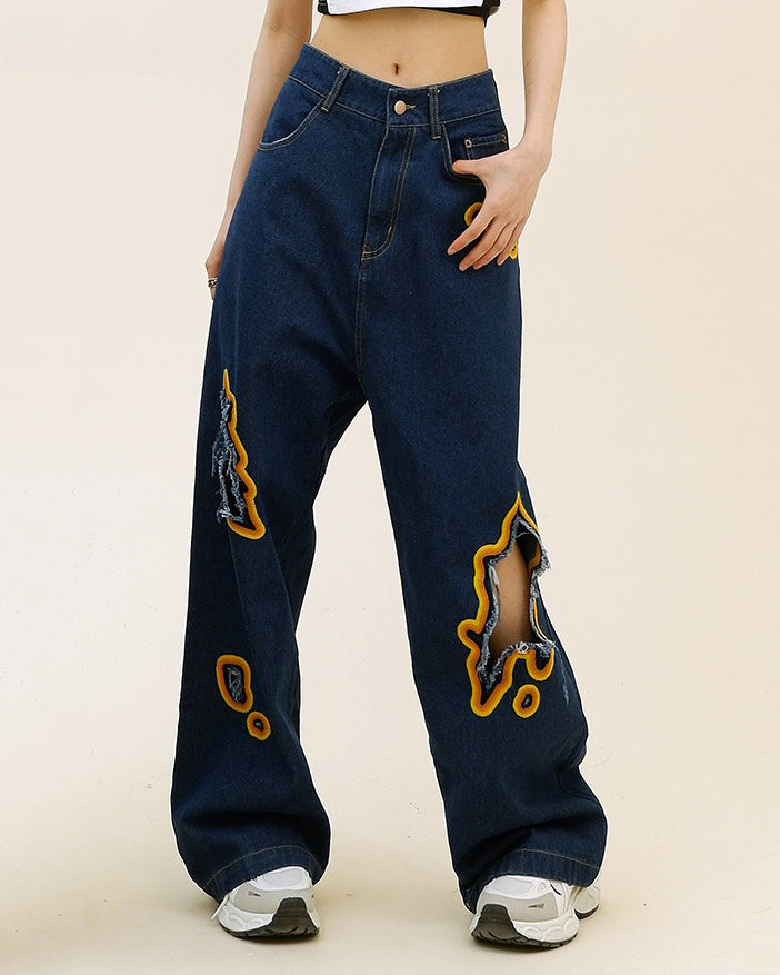 VILZSTUDIOS Flame cut-out wide-leg jeans from VILZSTUDIOS