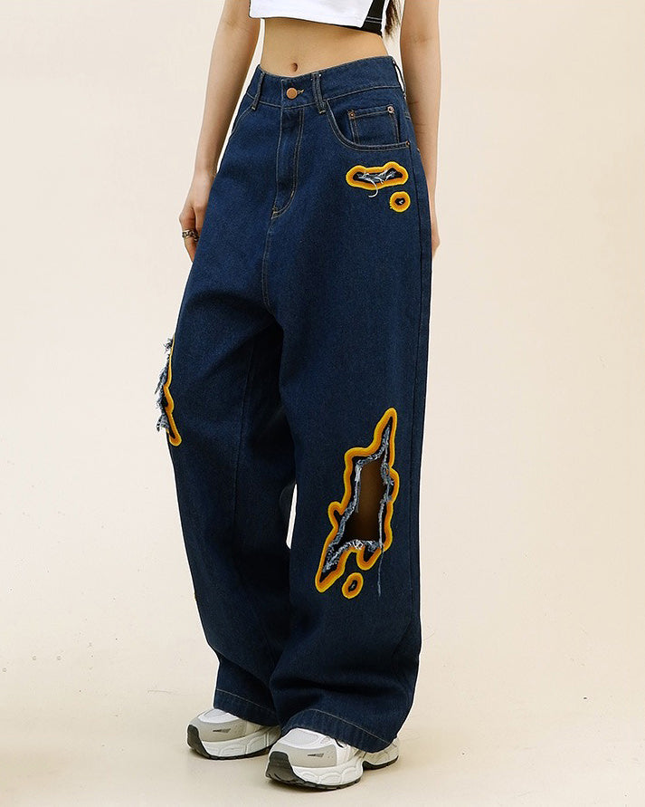 VILZSTUDIOS Flame cut-out wide-leg jeans from VILZSTUDIOS