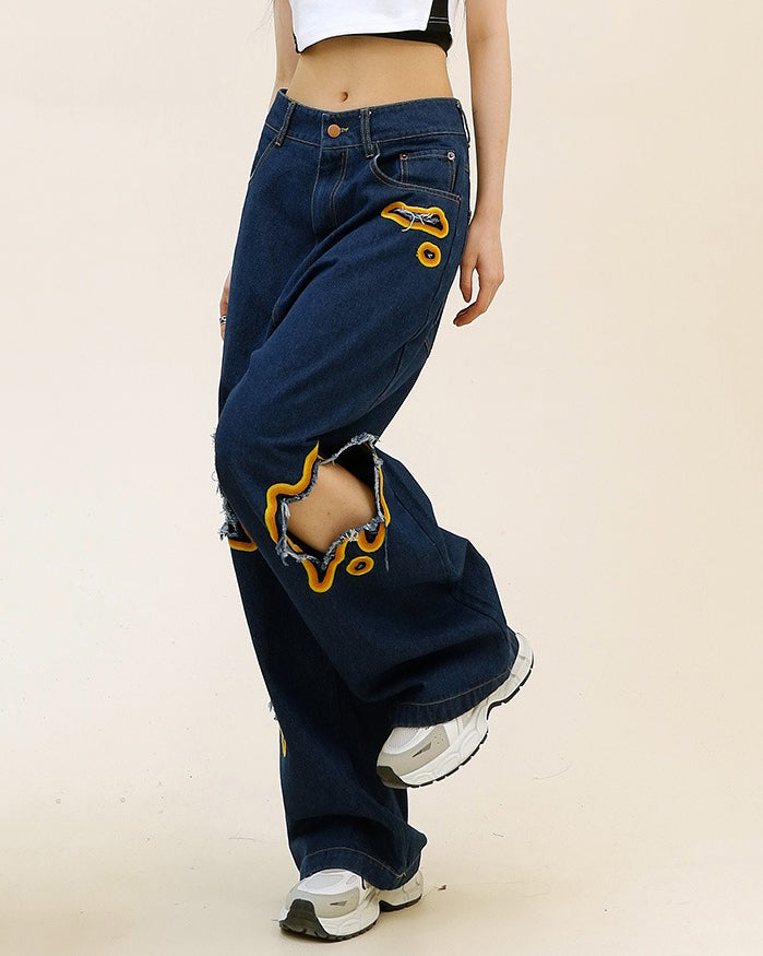 VILZSTUDIOS Flame cut-out wide-leg jeans from VILZSTUDIOS