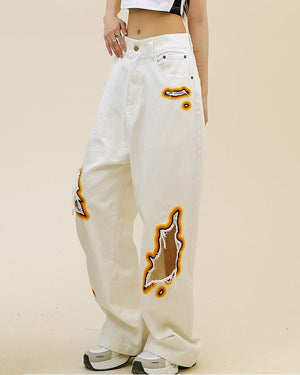 VILZSTUDIOS Flame cut-out wide-leg jeans from VILZSTUDIOS