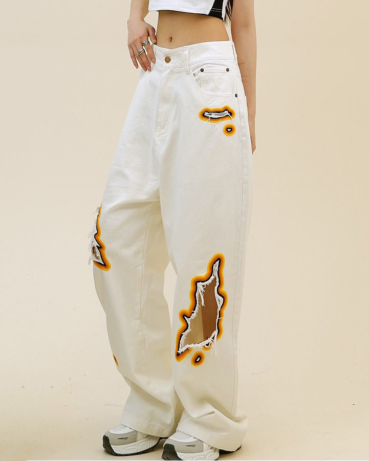 VILZSTUDIOS Flame cut-out wide-leg jeans from VILZSTUDIOS