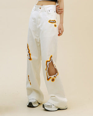 VILZSTUDIOS Flame cut-out wide-leg jeans from VILZSTUDIOS
