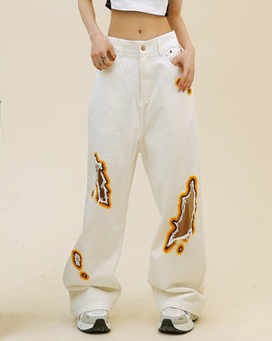 VILZSTUDIOS Flame cut-out wide-leg jeans from VILZSTUDIOS