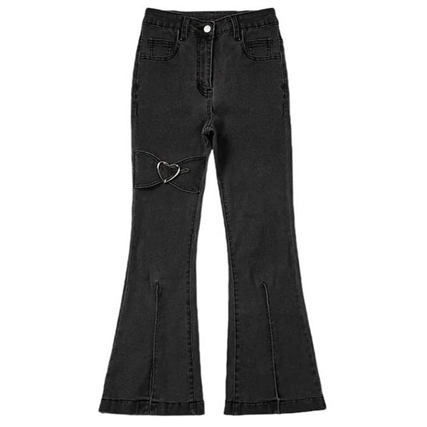 VILZSTUDIOS Heart flare design denim jeans for streetwear fashion
