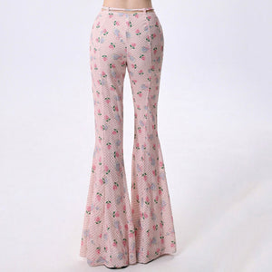 VILZSTUDIOS Flared pants with coquette print and lace-up waist