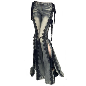 VILZSTUDIOS Flared denim jeans with lace-up design