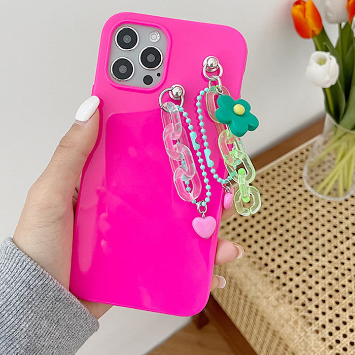 VILZSTUDIOS Stylish floral acrylic chain iPhone case