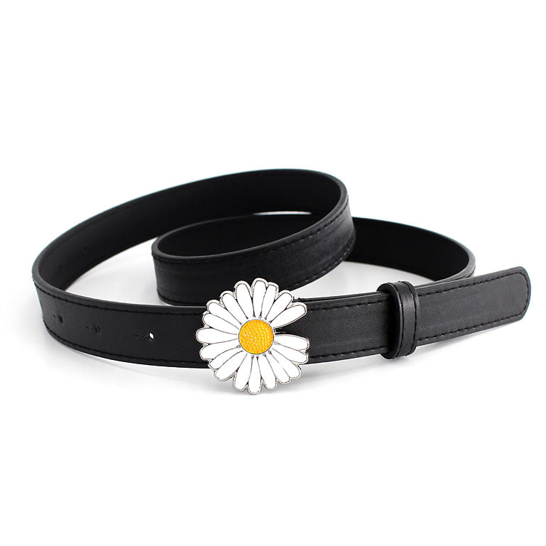 VILZSTUDIOS Vegan leather belt with floral buckle design